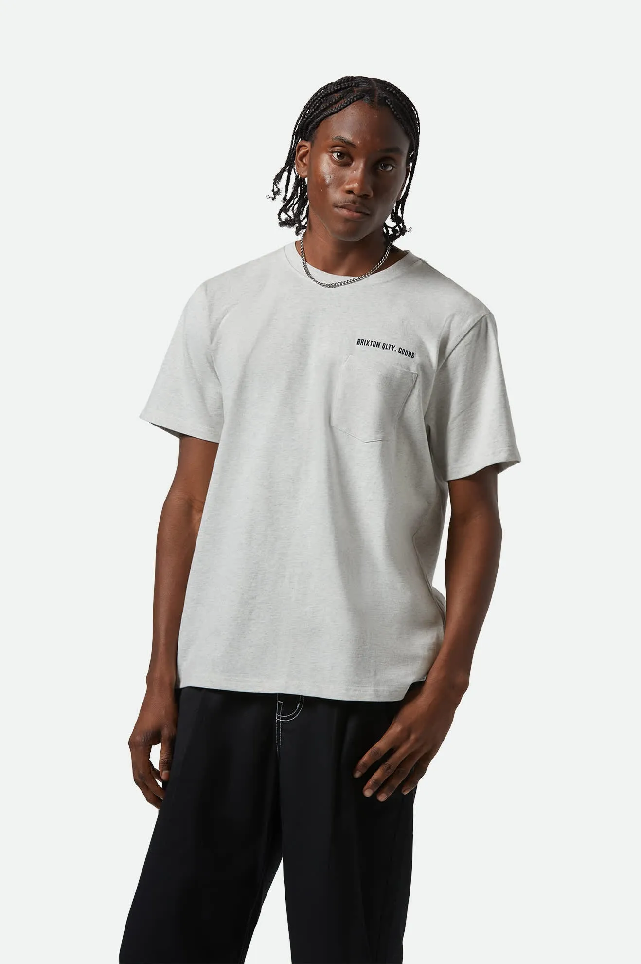 Embroidered Heavyweight Pocket T-Shirt - Heather Grey Ash