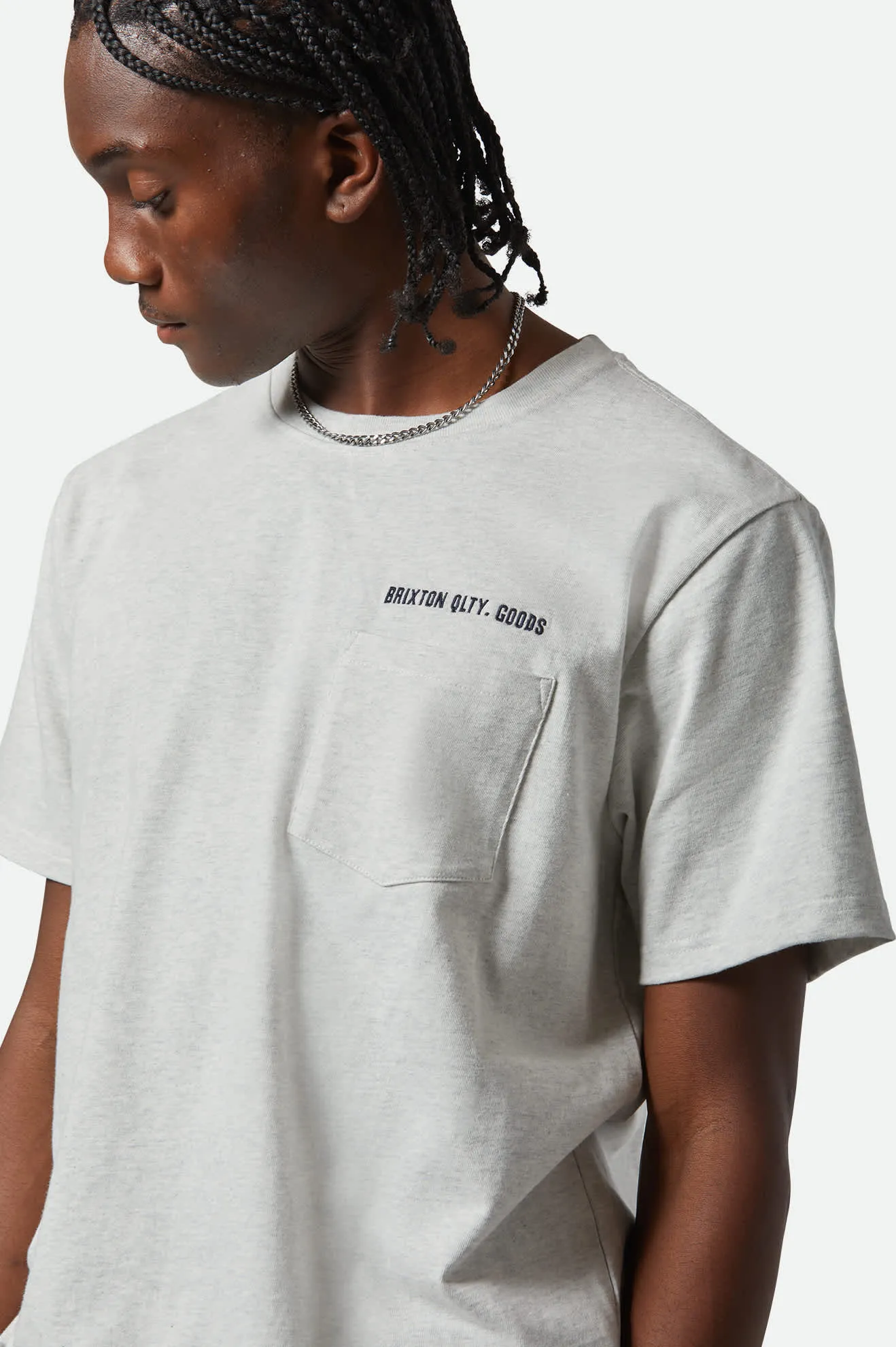 Embroidered Heavyweight Pocket T-Shirt - Heather Grey Ash