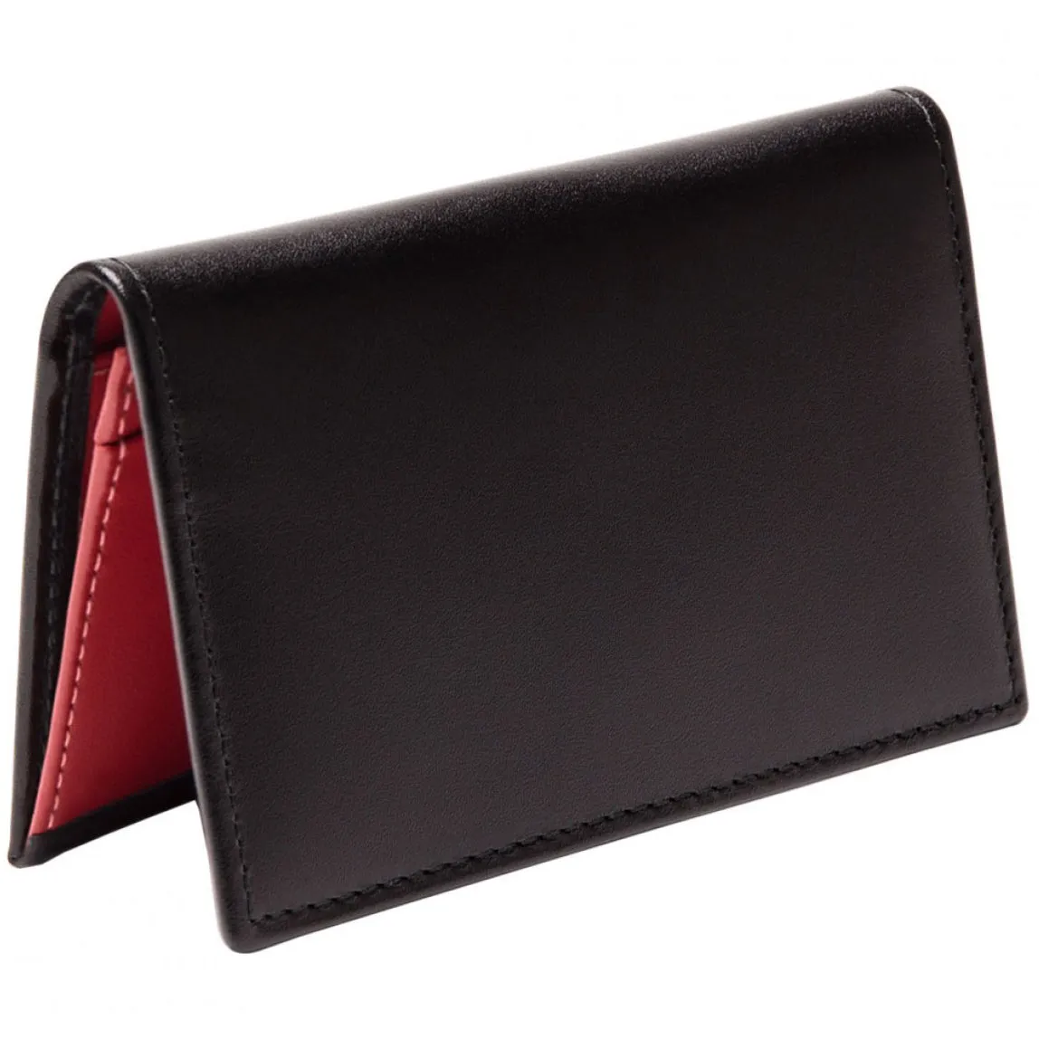 Ettinger Sterling Visiting Card Case Black and Red Leather
