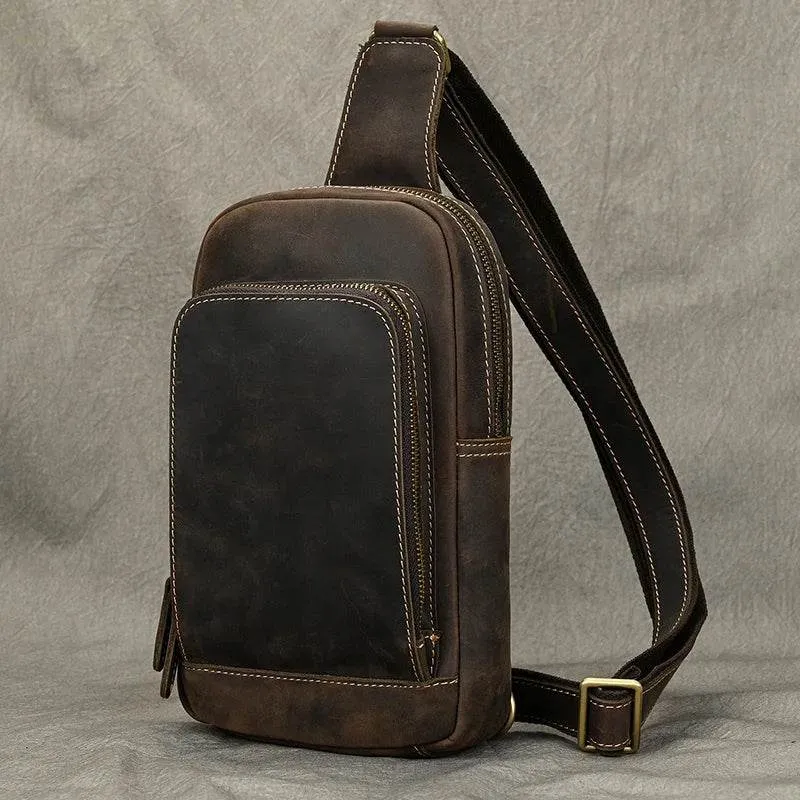 Fashion Vintage Men's Waist Bag Crossbody Chest Bag Sling Outdoor
