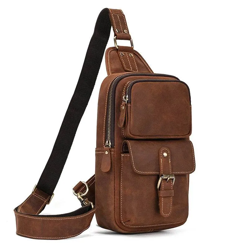 Fashion Vintage Men's Waist Bag Crossbody Chest Bag Sling Outdoor