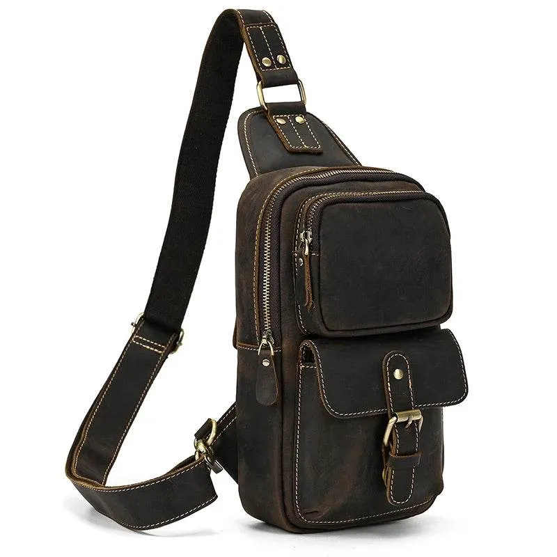 Fashion Vintage Men's Waist Bag Crossbody Chest Bag Sling Outdoor