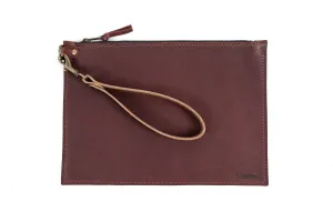 FELICITY ZIPPERED CLUTCH WITH WRISTLET LARGE - MERLOT