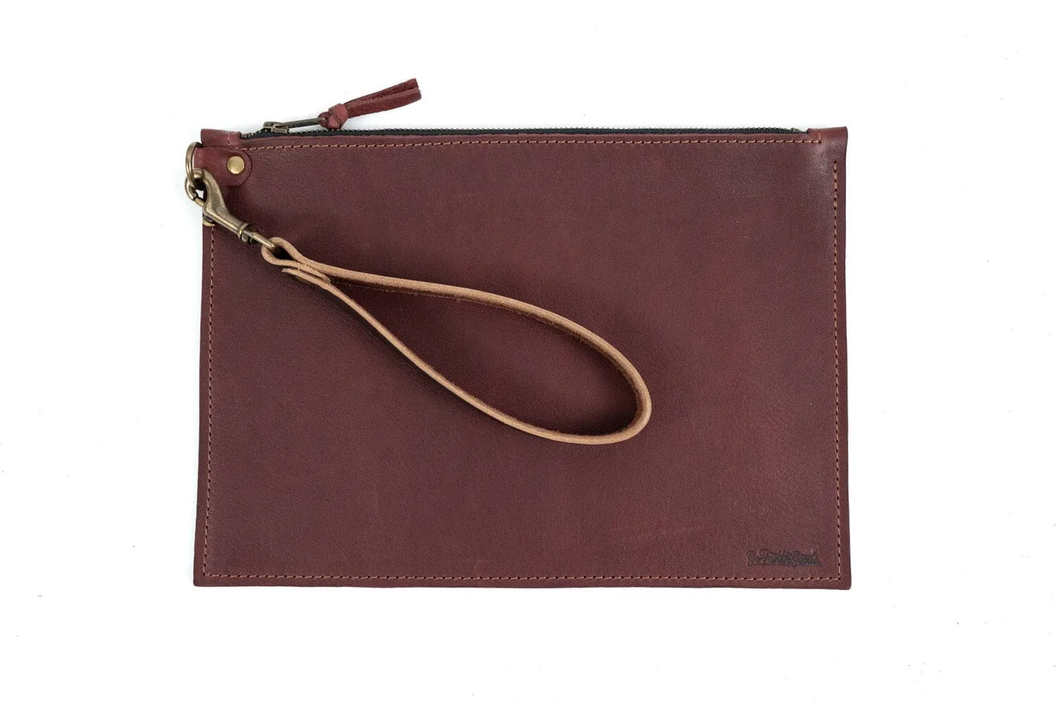 FELICITY ZIPPERED CLUTCH WITH WRISTLET LARGE - MERLOT