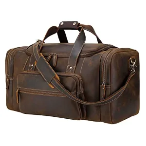 Full Grain Cowhide Leather Gym Duffel Weekender Overnight Travel