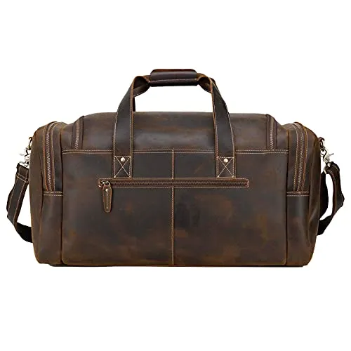 Full Grain Cowhide Leather Gym Duffel Weekender Overnight Travel