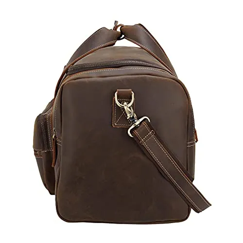 Full Grain Cowhide Leather Gym Duffel Weekender Overnight Travel