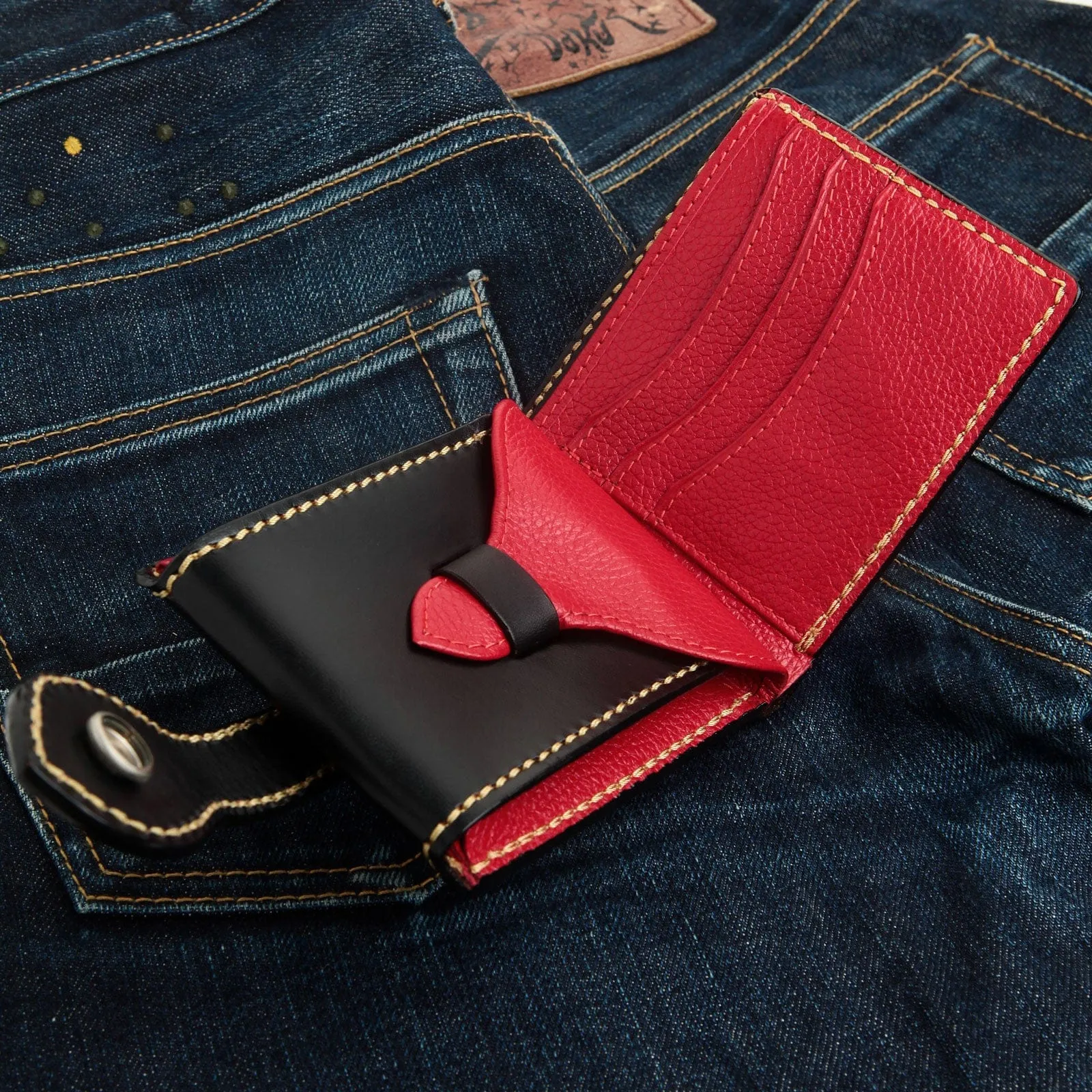 Genuine Floral Carved Leather Indian Biker Wallet