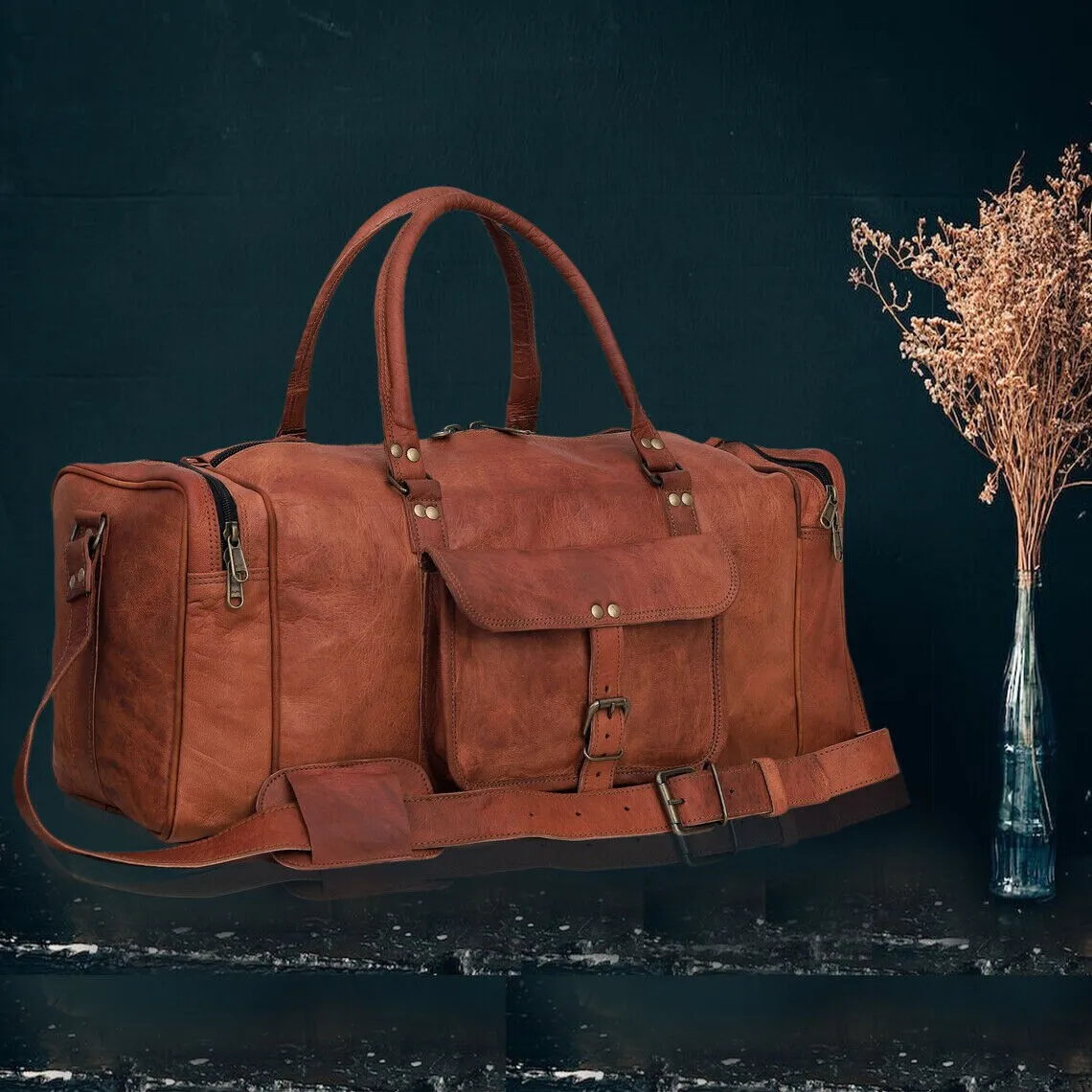 Genuine Leather Gotter Leather Travel Luggage Duffel Gym Bag Best Gift For Men's