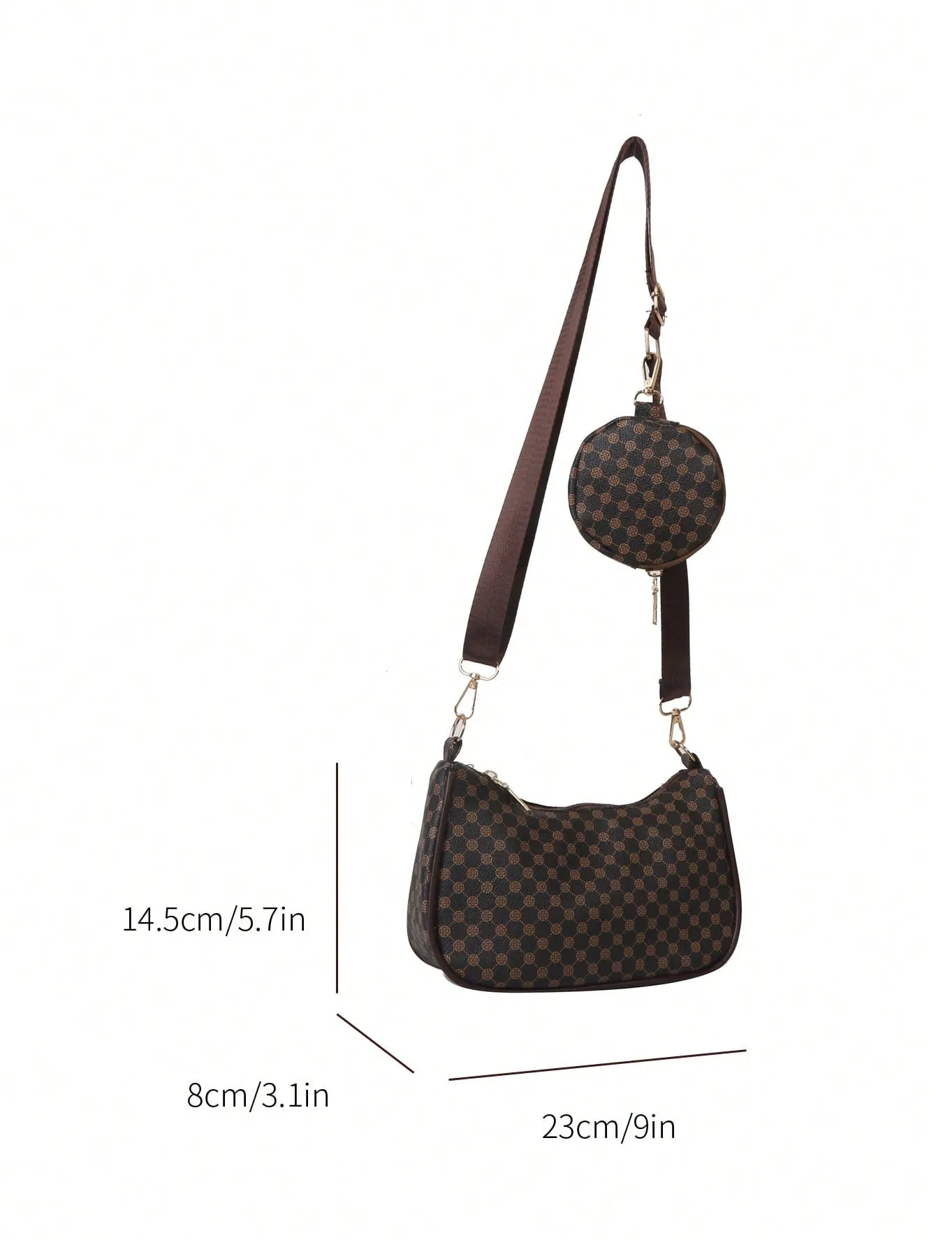 Geometric Print Hobo Bag With Coin Purse - Multicolor