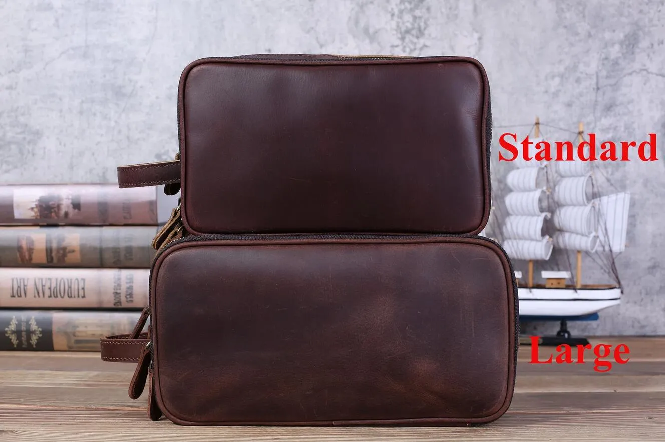 Groomsmen Gift Personalized Leather Toiletry Bag Waterproof Leather Dopp Kit Men's Shaving Kit, Christmas Gift