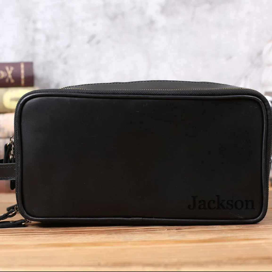 Groomsmen Gift Personalized Leather Toiletry Bag Waterproof Leather Dopp Kit Men's Shaving Kit, Christmas Gift