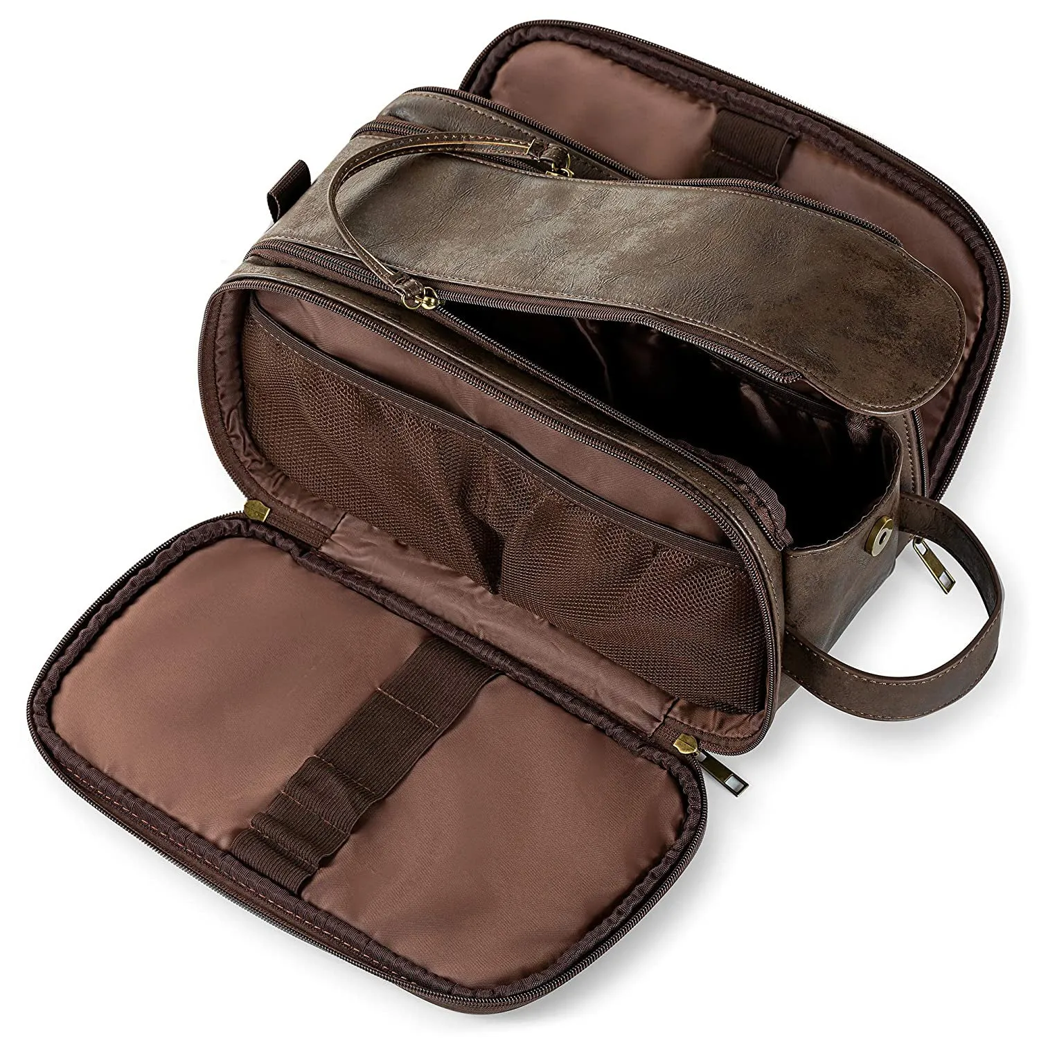 Groomsmen Gift Toiletry Bag, Vegan Leather Dopp Kit, Water-Resistant Bathroom Toiletries Organizer, PU Leather Cosmetic Bags, Christmas Gift