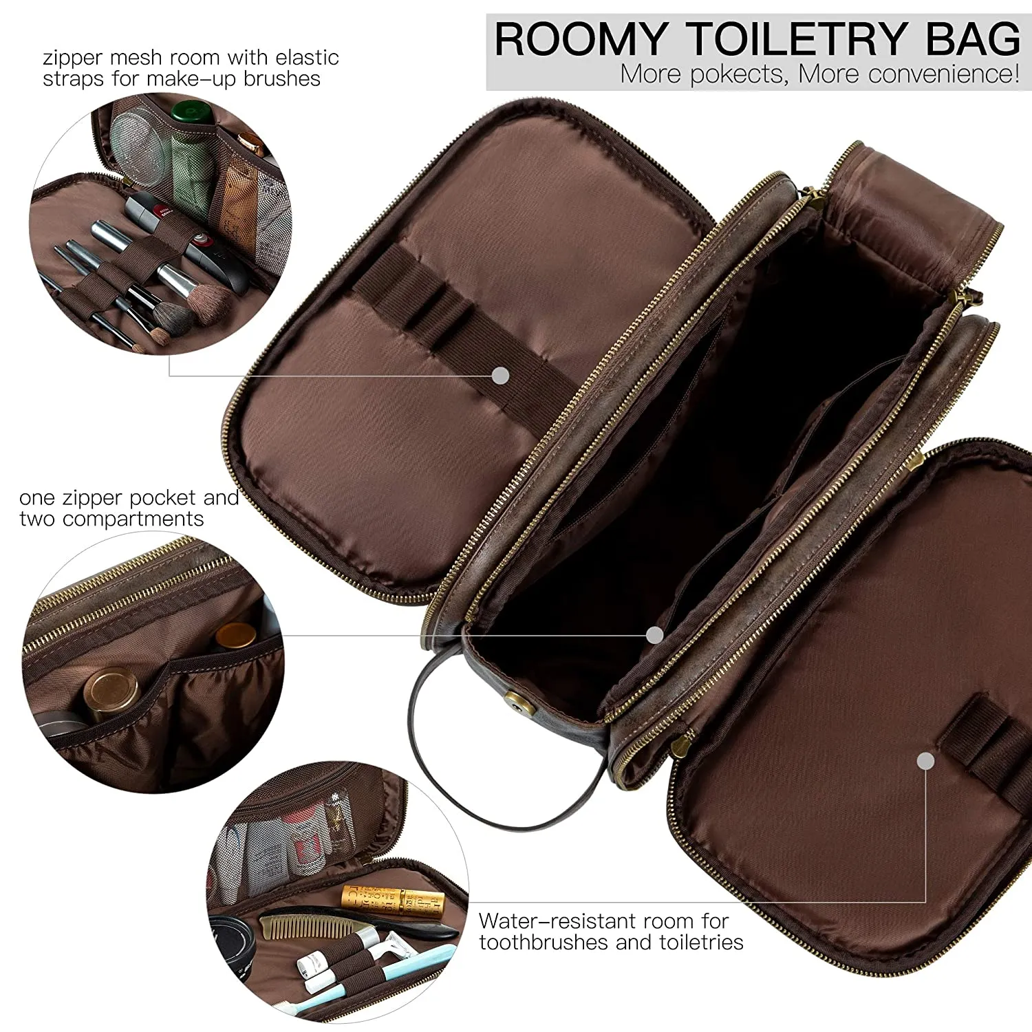 Groomsmen Gift Toiletry Bag, Vegan Leather Dopp Kit, Water-Resistant Bathroom Toiletries Organizer, PU Leather Cosmetic Bags, Christmas Gift