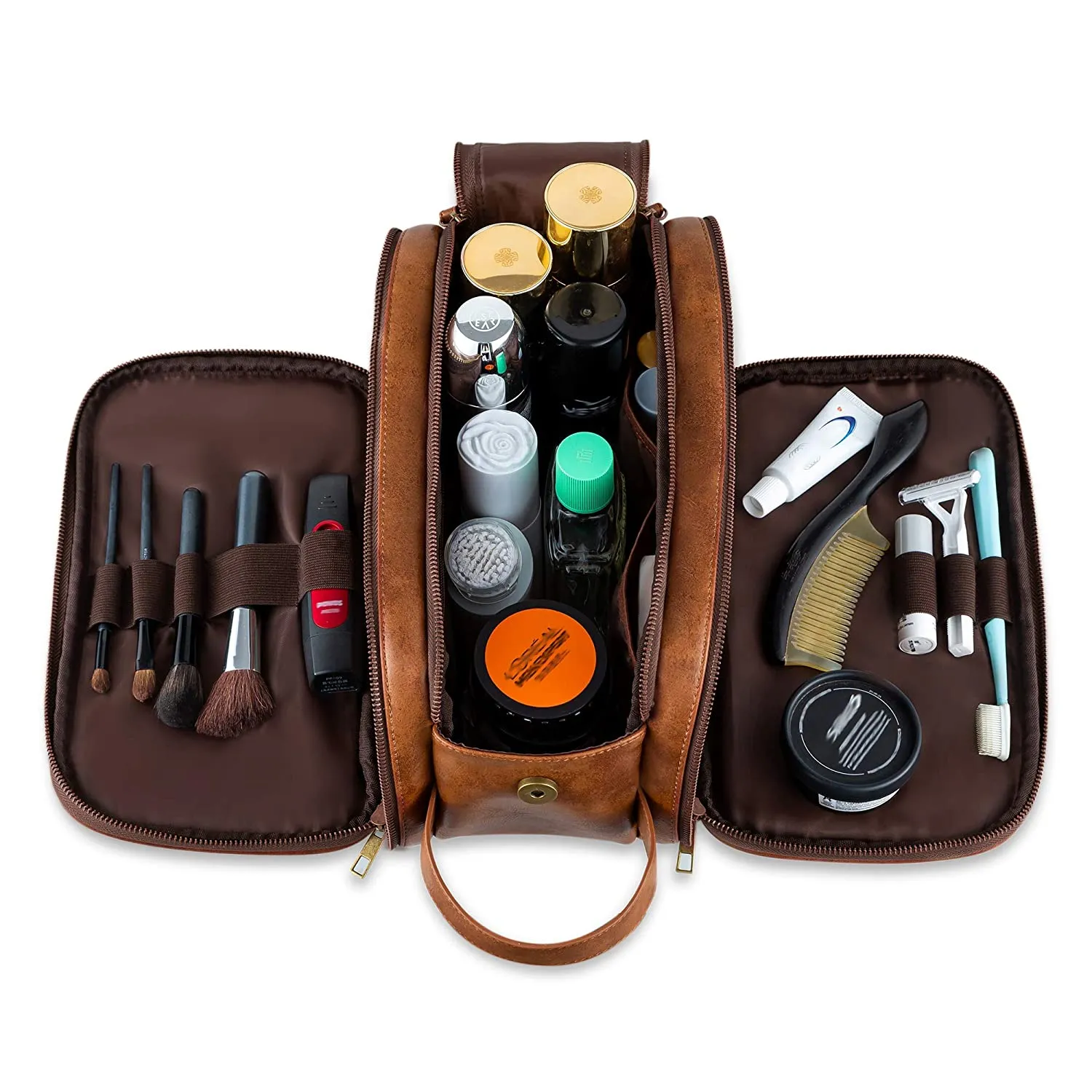 Groomsmen Gift Toiletry Bag, Vegan Leather Dopp Kit, Water-Resistant Bathroom Toiletries Organizer, PU Leather Cosmetic Bags, Christmas Gift