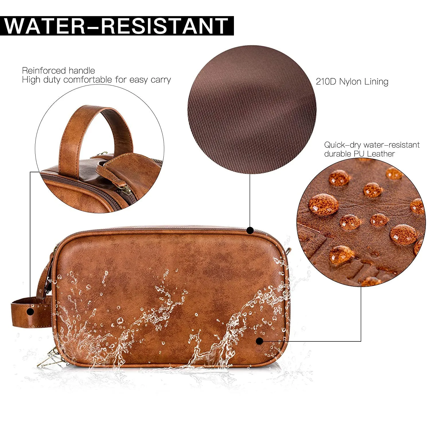 Groomsmen Gift Toiletry Bag, Vegan Leather Dopp Kit, Water-Resistant Bathroom Toiletries Organizer, PU Leather Cosmetic Bags, Christmas Gift