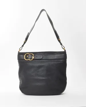 Gucci Black Pebbled Calfskin Leather Large GG Ride Shoulder Bag