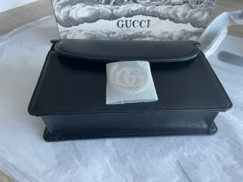Gucci Black Ring Michel Gg Handbag Calf Azazlea Box Leather Gold Bag Itay NEW