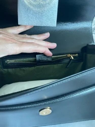 Gucci Black Ring Michel Gg Handbag Calf Azazlea Box Leather Gold Bag Itay NEW