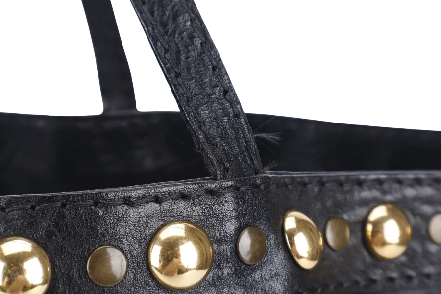 GUCCI GG CRYSTAL TOTE BAG BLACK LEATHER GOLD HARDWARE NO DUST COVER