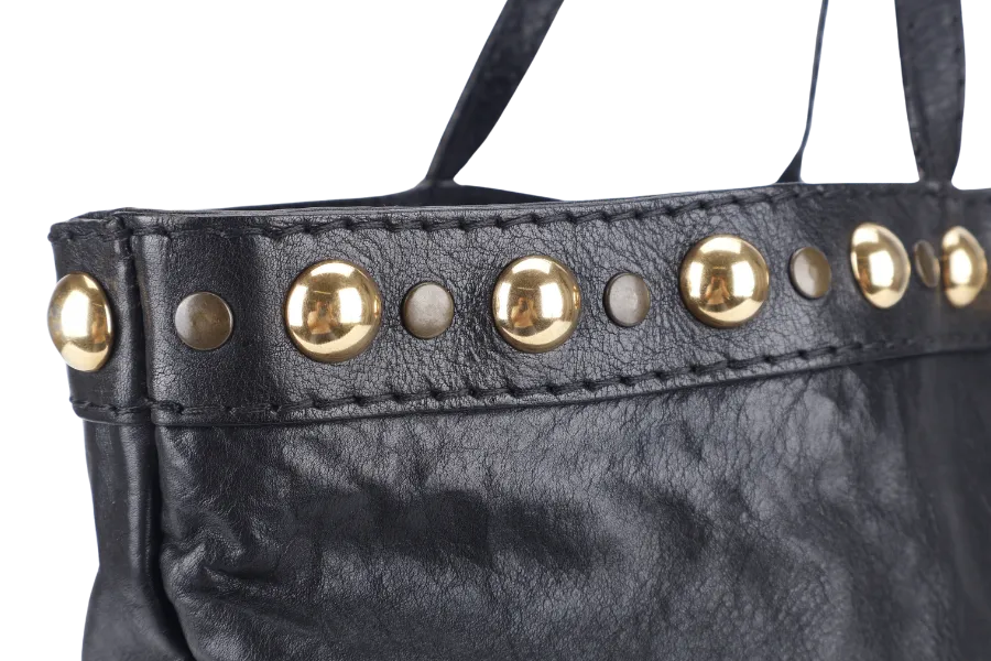 GUCCI GG CRYSTAL TOTE BAG BLACK LEATHER GOLD HARDWARE NO DUST COVER