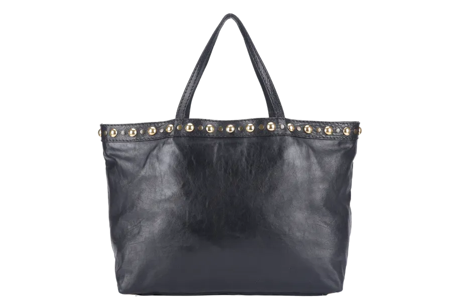 GUCCI GG CRYSTAL TOTE BAG BLACK LEATHER GOLD HARDWARE NO DUST COVER
