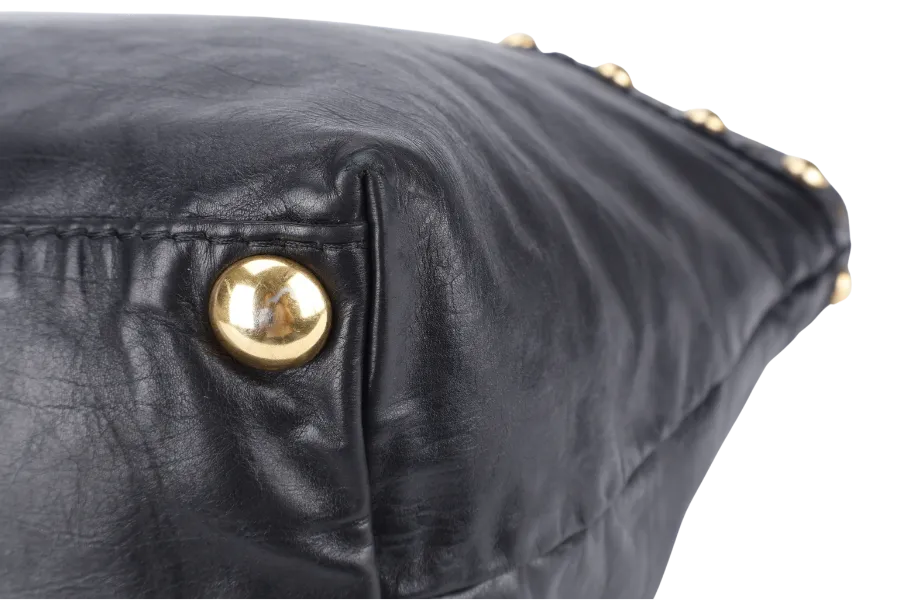 GUCCI GG CRYSTAL TOTE BAG BLACK LEATHER GOLD HARDWARE NO DUST COVER