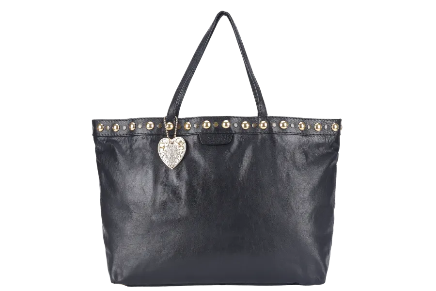 GUCCI GG CRYSTAL TOTE BAG BLACK LEATHER GOLD HARDWARE NO DUST COVER