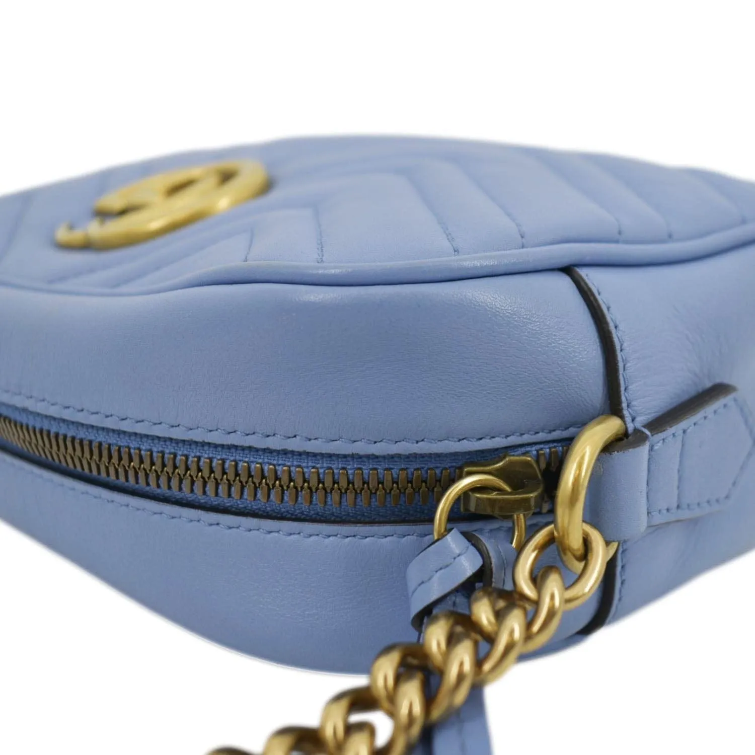 GUCCI GG Marmont Matelasse Leather Crossbody Bag Light Blue 447632