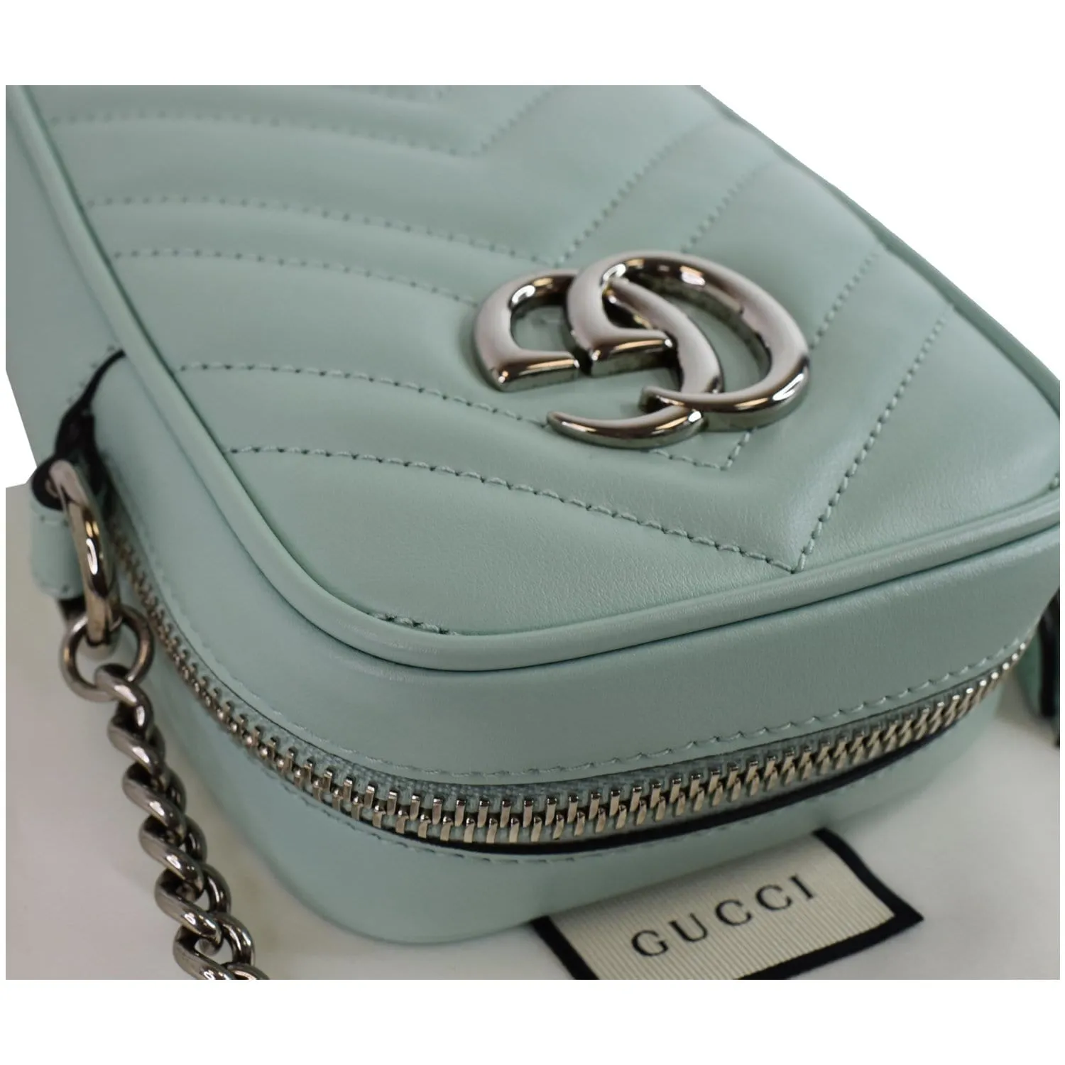 GUCCI GG Marmont Mini Matelasse Leather Corssbody Bag Mint 598597