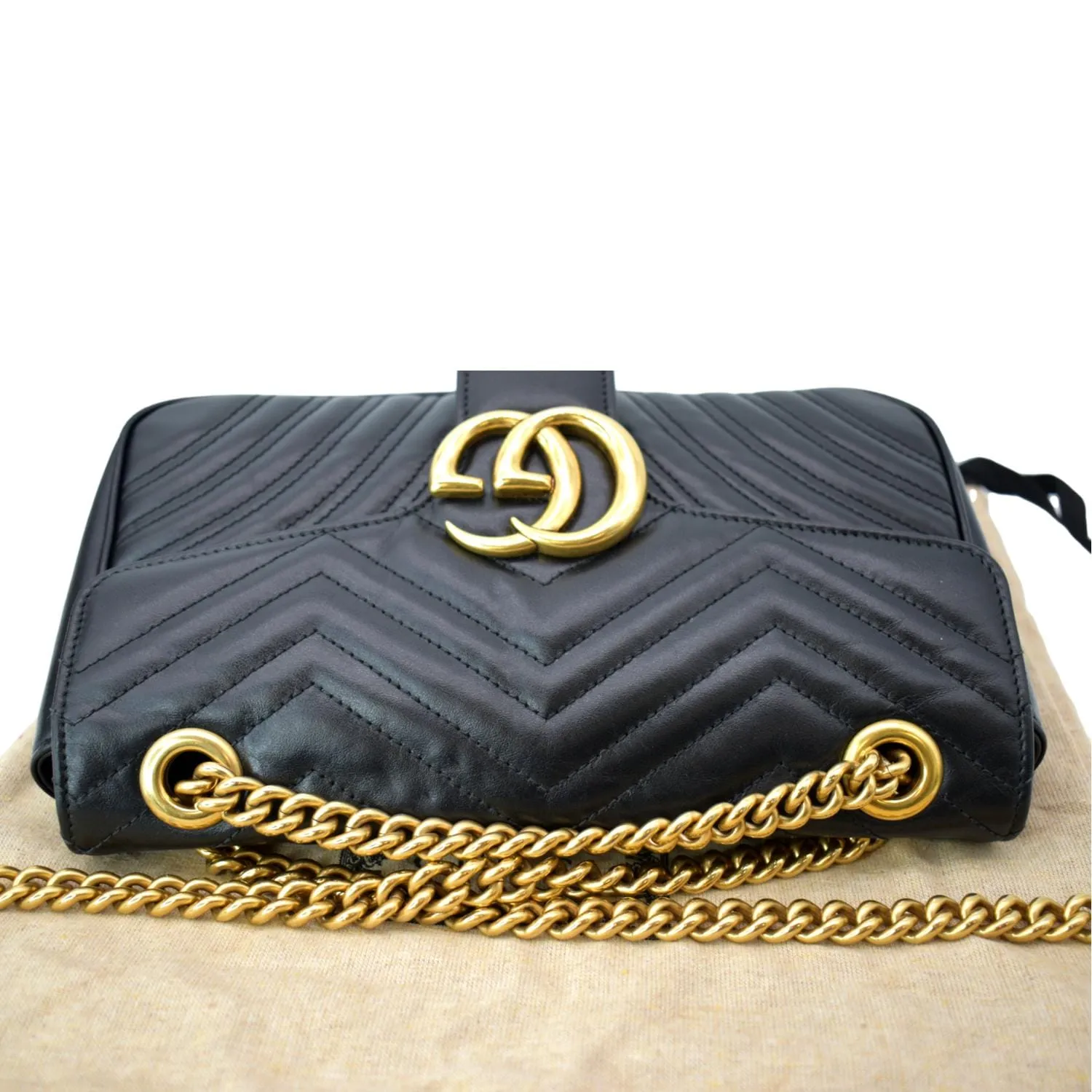 GUCCI GG Marmont Small Matelasse Leather Crossbody Bag Black 443497
