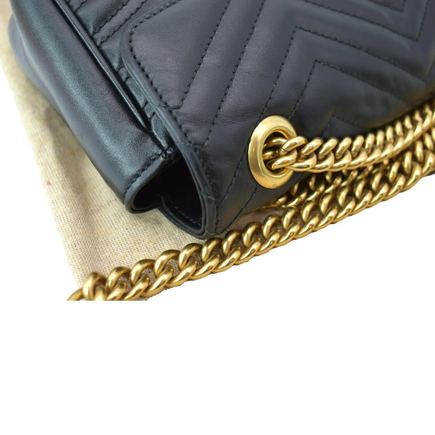 GUCCI GG Marmont Small Matelasse Leather Crossbody Bag Black 443497
