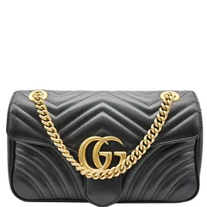 GUCCI GG Marmont Small Matelasse Leather Crossbody Bag Black 443497