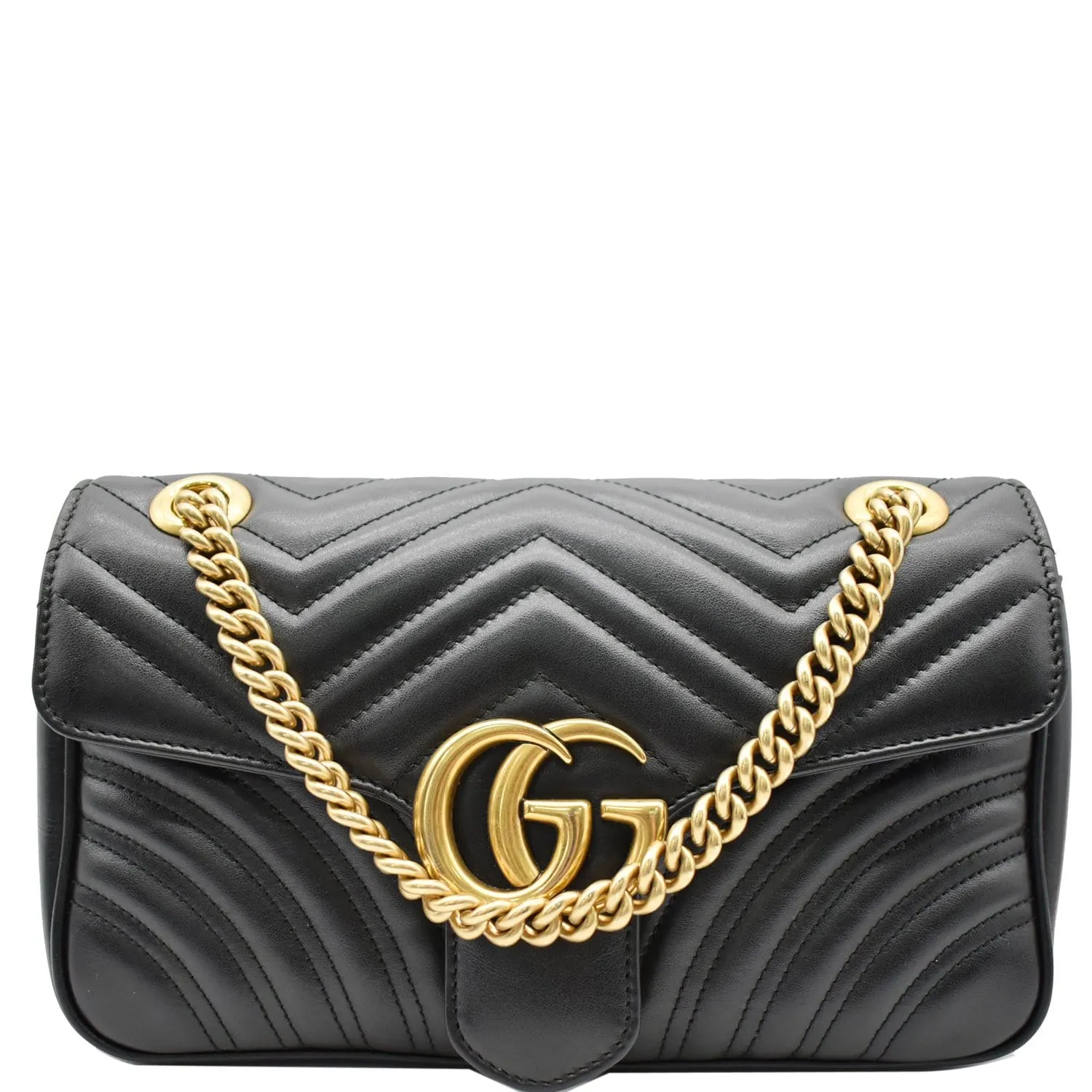GUCCI GG Marmont Small Matelasse Leather Crossbody Bag Black 443497