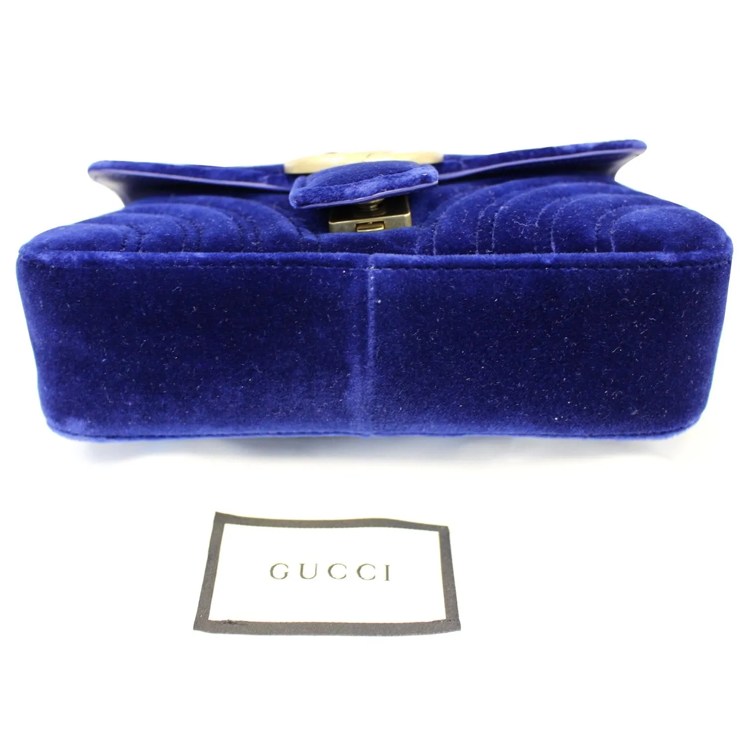 GUCCI GG Marmont Velvet Mini Shoulder Crossbody Bag Blue