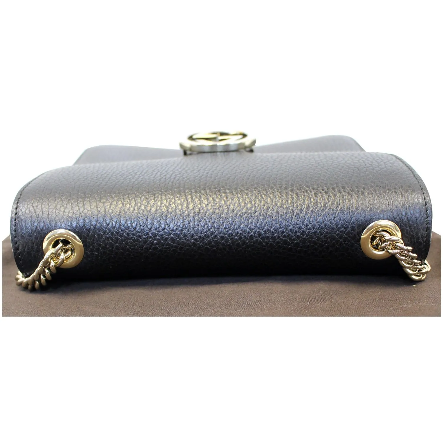 GUCCI Interlocking GG Leather Crossbody Bag Black 510304