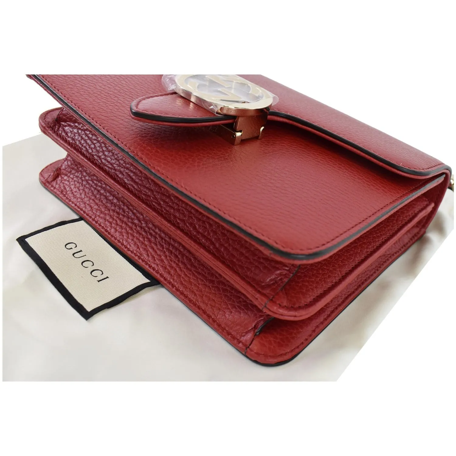 GUCCI Interlocking GG Leather Crossbody Bag Red 510304