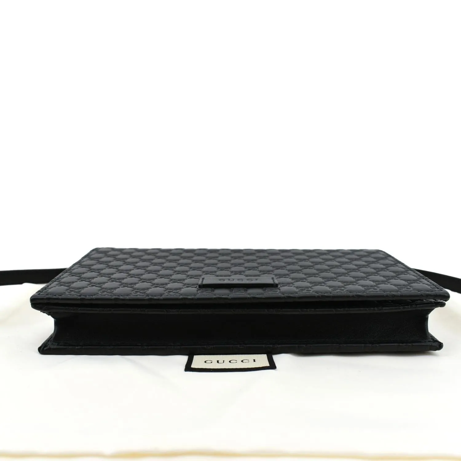 GUCCI Micro GG Leather Crossbody Wallet Black 466507