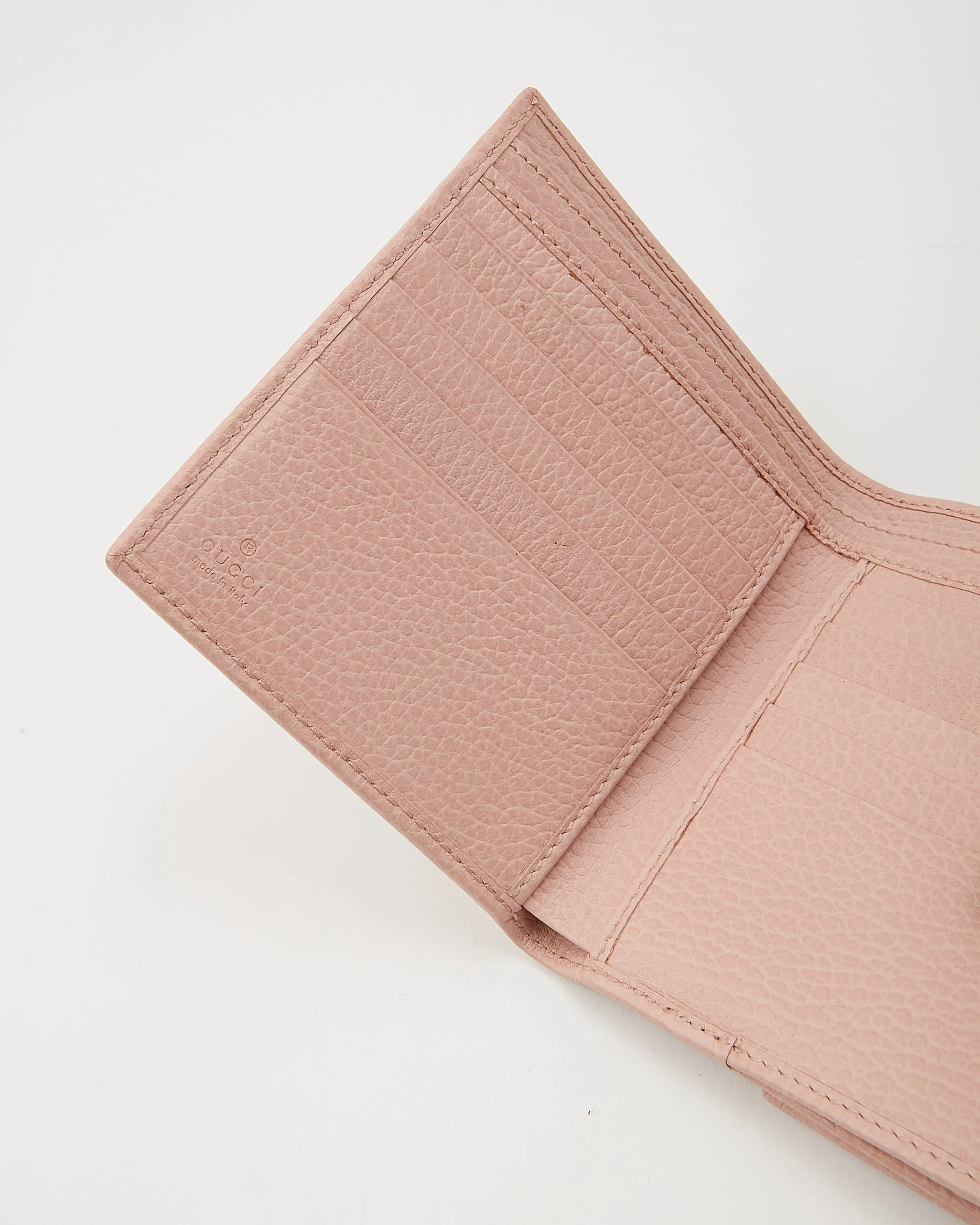 Gucci Pink Pebbled Leather Compact Wallet