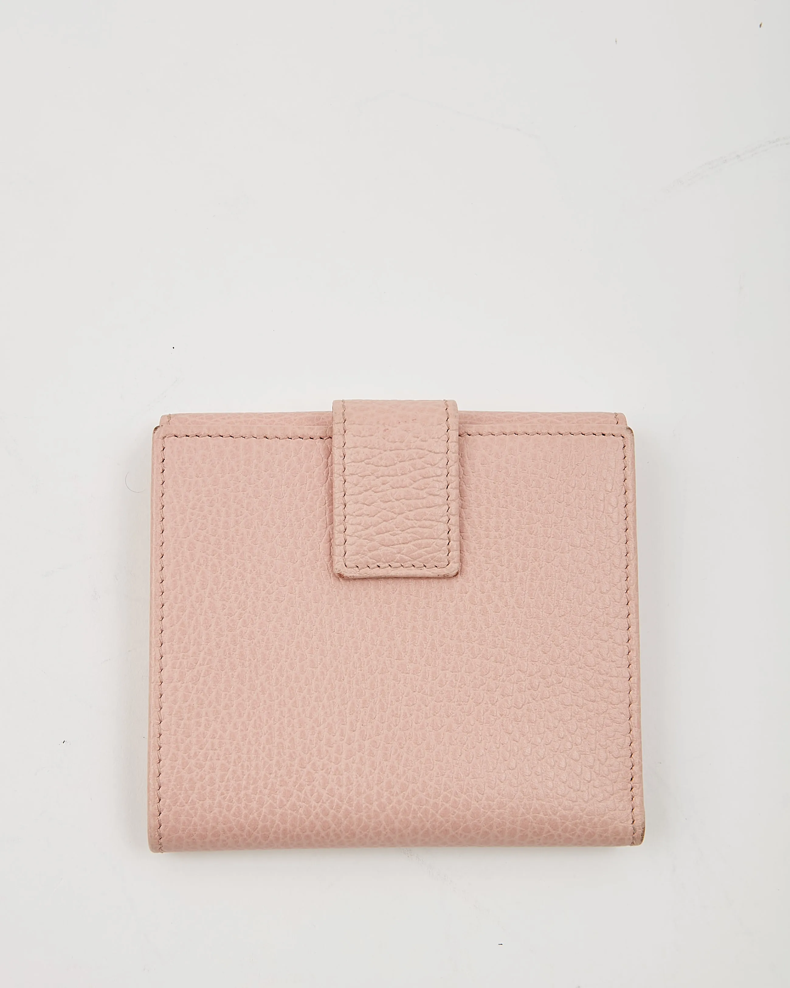 Gucci Pink Pebbled Leather Compact Wallet