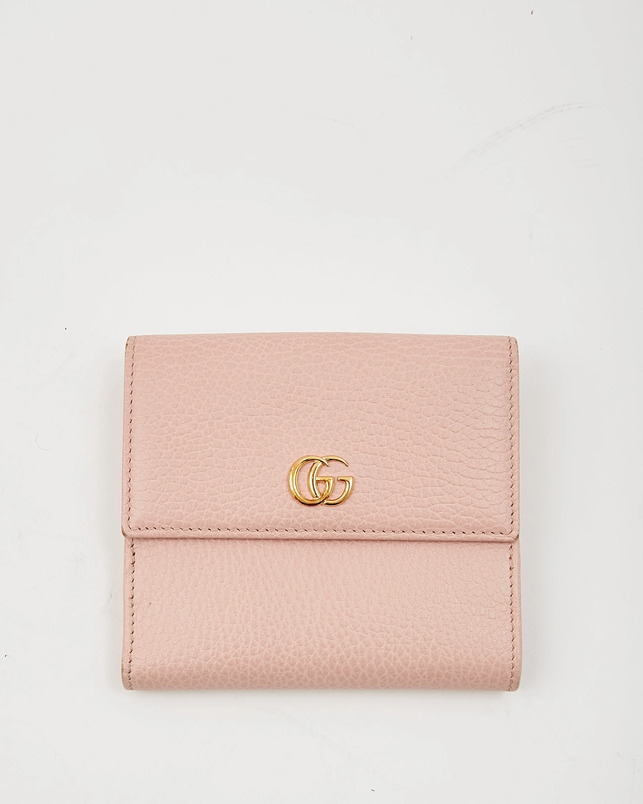 Gucci Pink Pebbled Leather Compact Wallet