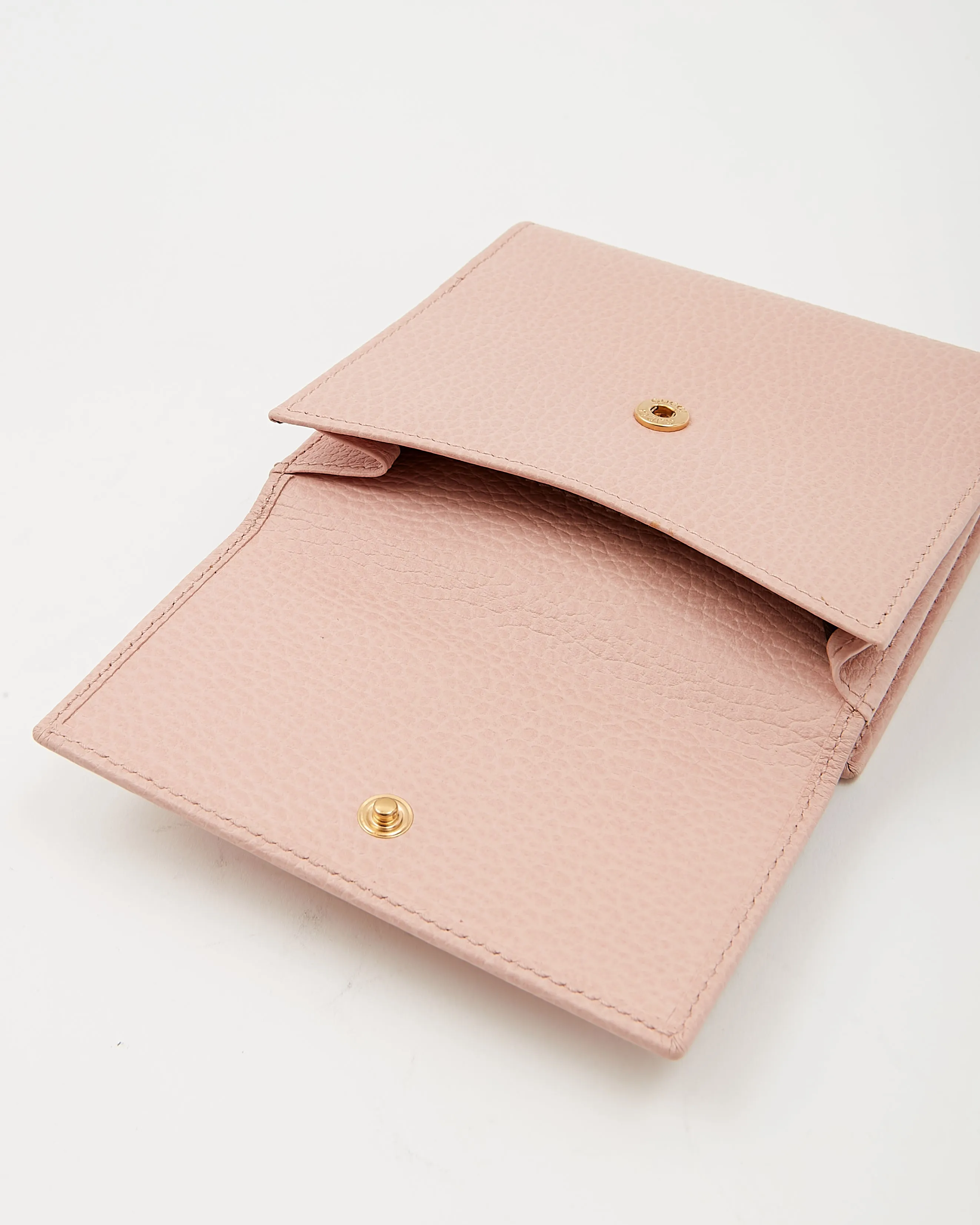Gucci Pink Pebbled Leather Compact Wallet