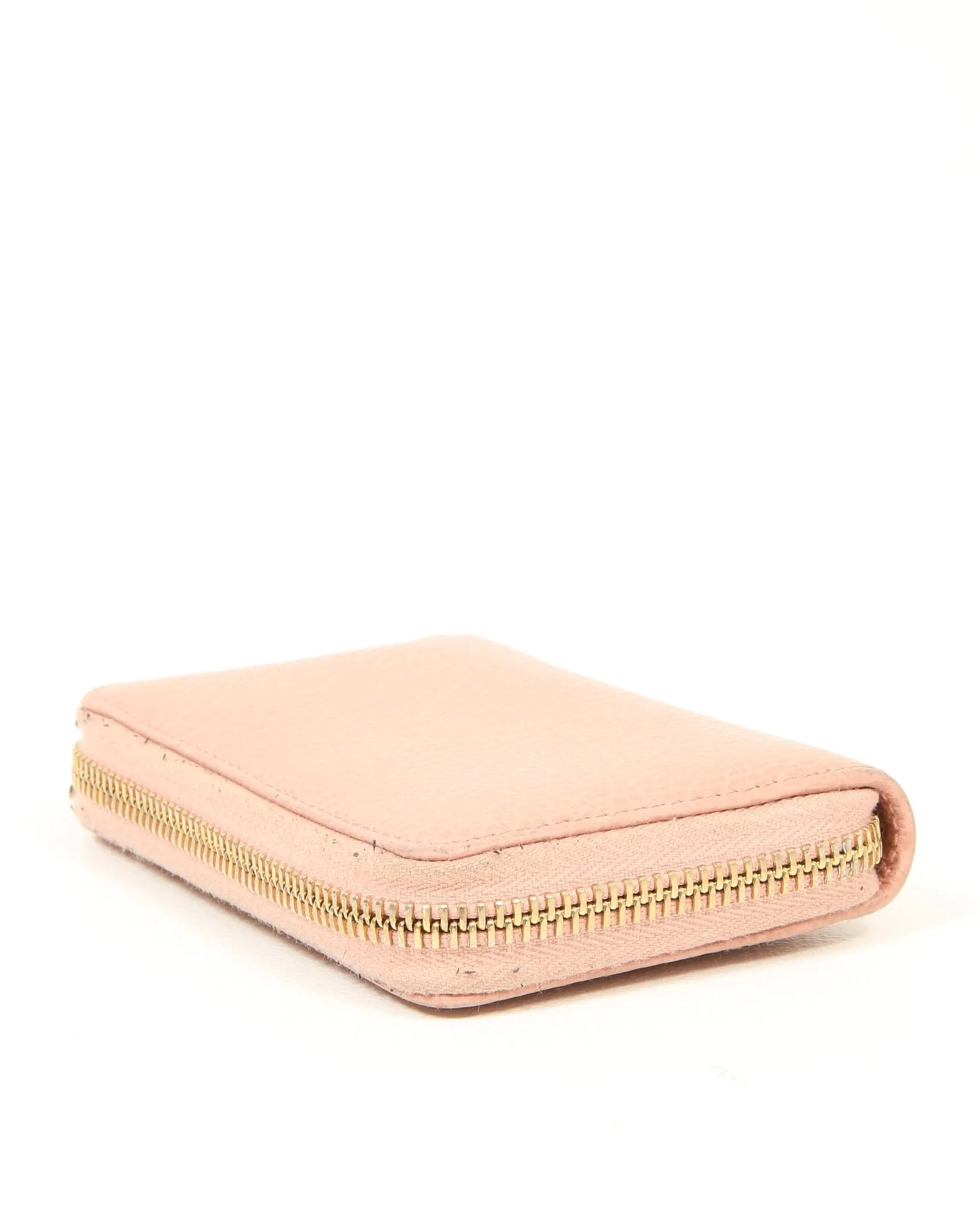 Gucci Pink Pebbled Leather Zippy Compact Wallet