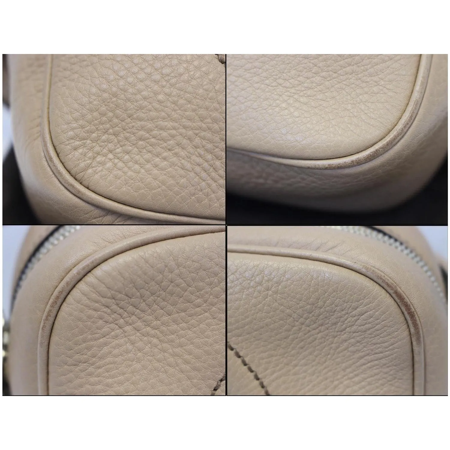GUCCI Soho Disco Pebbled Leather Small Crossbody Bag Beige 308364