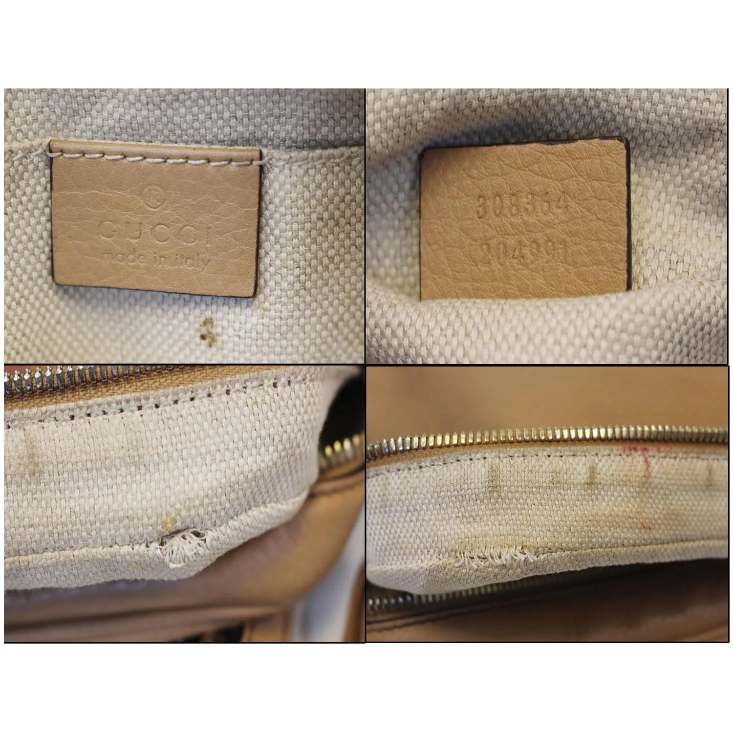GUCCI Soho Disco Pebbled Leather Small Crossbody Bag Beige 308364