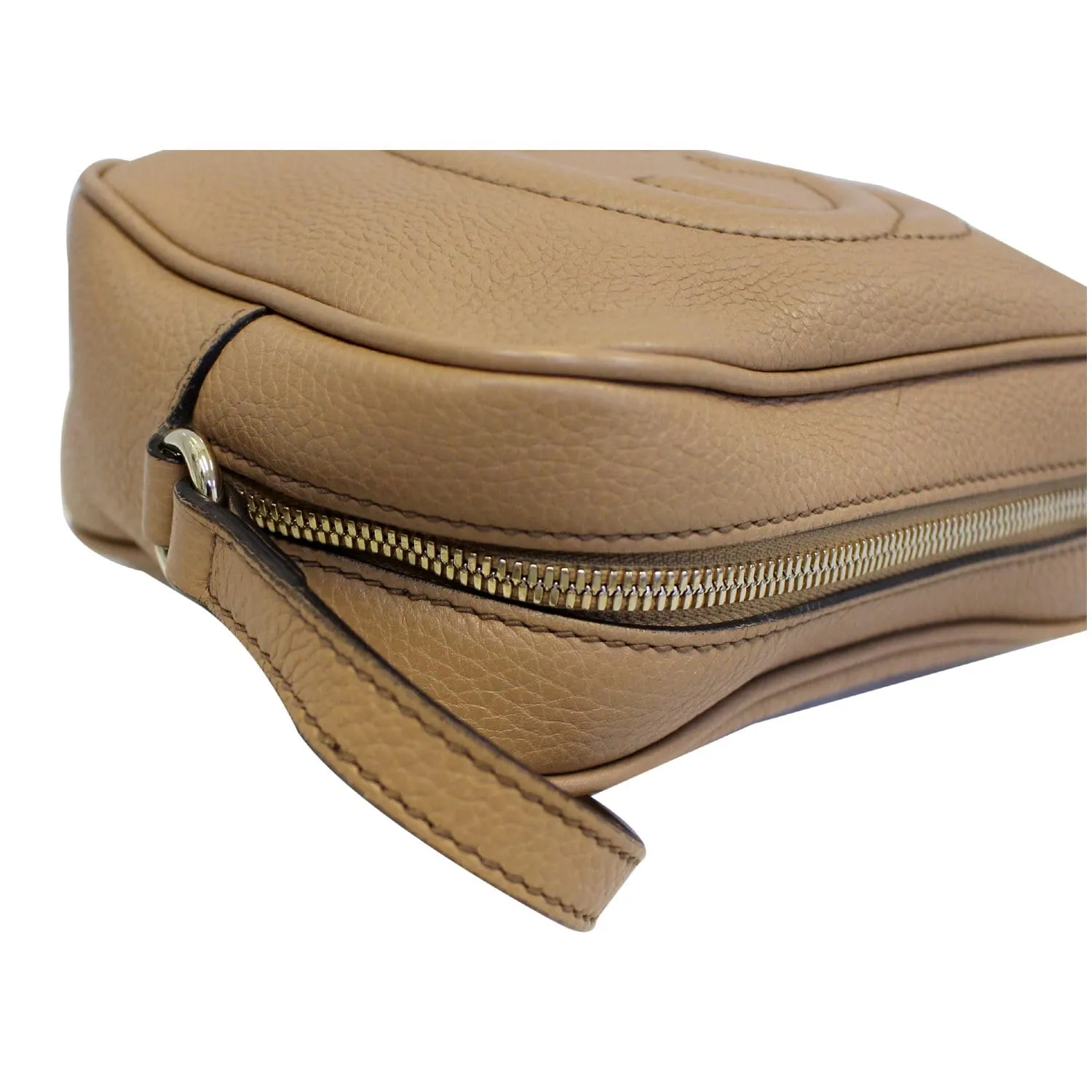 GUCCI Soho Disco Pebbled Leather Small Crossbody Bag Beige 308364