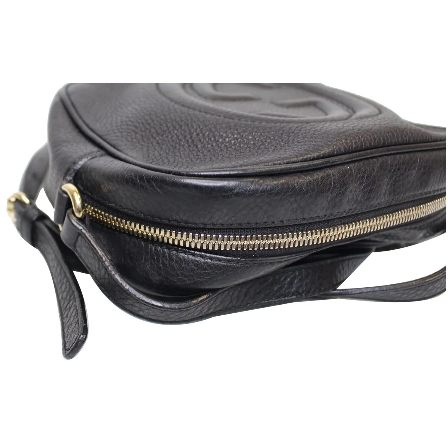 GUCCI Soho Disco Pebbled Leather Small Crossbody Bag Black 308364