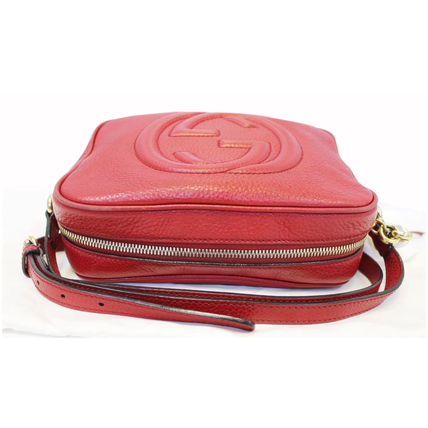 GUCCI Soho Disco Pebbled Leather Small Crossbody Bag Red