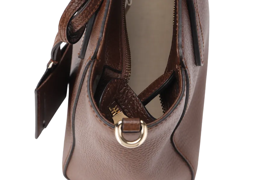 GUCCI SWING MEDIUM (368827 498879) BROWN LEATHER 2WAYS BAG GOLD HARDWARE WITH STRAPS AND DUST COVER