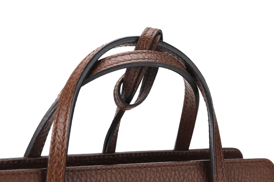 GUCCI SWING MEDIUM (368827 498879) BROWN LEATHER 2WAYS BAG GOLD HARDWARE WITH STRAPS AND DUST COVER
